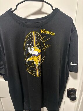 Nike Black Vikings Graphic Tee with Yellow and Purple Logo